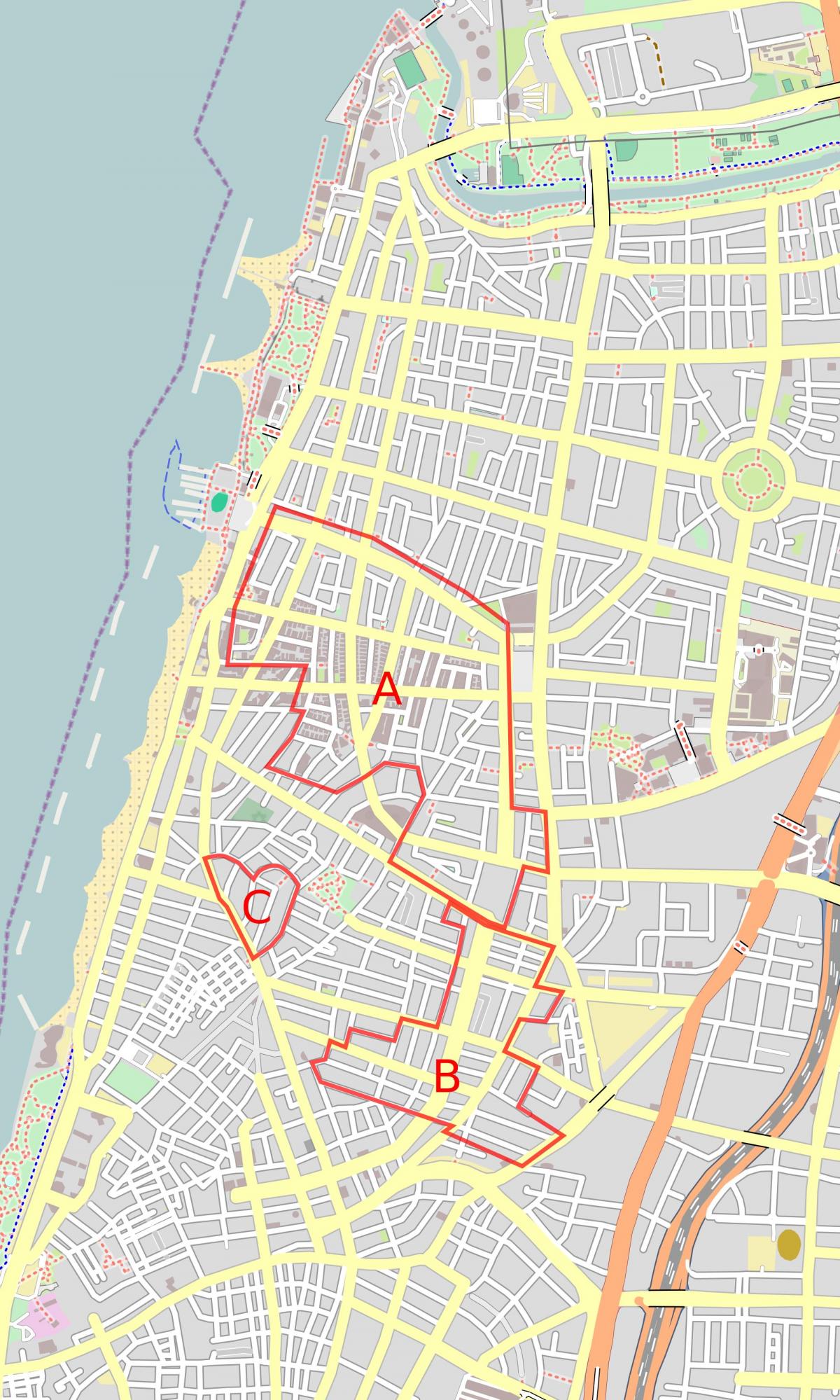 خريطة المدينة البيضاء في تل أبيب