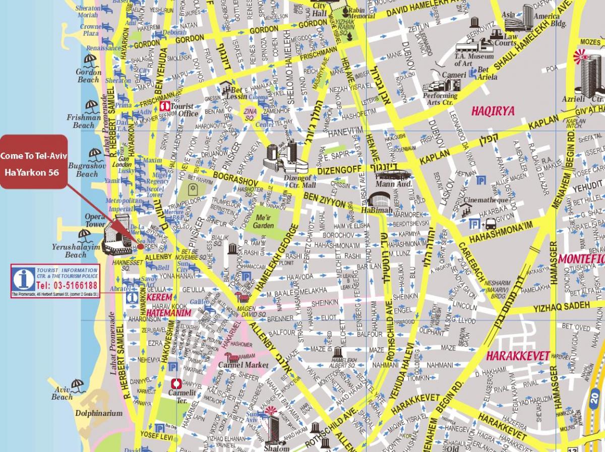 خريطة تل أبيب جولة سيرا على الأقدام