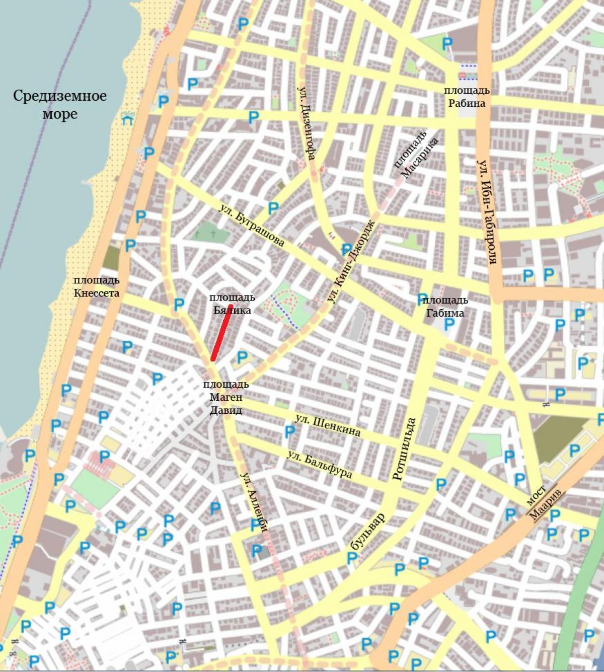 خريطة الشارع من تل أبيب في إسرائيل